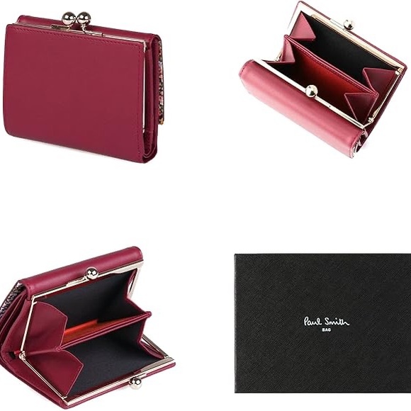 Paul Smith Garden Floral Trim, Bifold Wallet, Clasp, red burgundy EUC - Picture 6 of 15